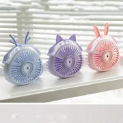 Desktop Folding Spray Mini Fan Cartoon Humidification Water Jet Fan(Blue)