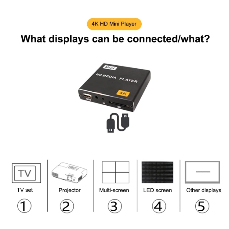 JEDX 4K HD Player Single AD Machine Power on Automatic Loop Play Video PPT Horizontal And Vertical Screen U Disk SD Play US
