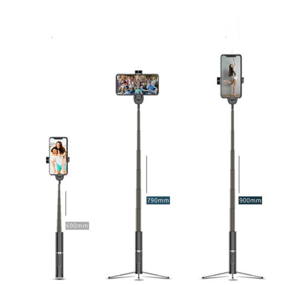 Handheld Wireless Bluetooth Concealed Telescopic Stand One Bluetooth Selfie Stick(Black)