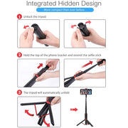 M18 Portable Selfie Stick Remote Control Mobile Phone Holder(Red)