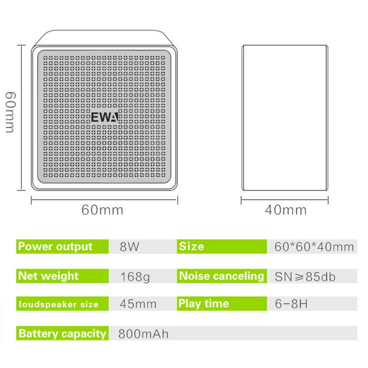 EWA A105 High Hidelity Bluetooth Speaker, Small Size High  Power Bass, TWS Bluetooth Technology Support TF(Blue)