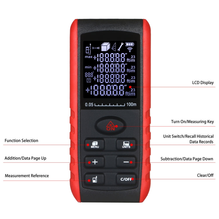 E100 Laser Rangefinder Laser Distance Meter Measuring Device Digital Handheld Tools Module Range 100m Range Finder