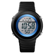 SKMEI 1497 Fashion Simple Backlight Single Display Electronic Watch Timing Alarm Watch(Blue White) - free shipping - PMC TechLife - Order now!