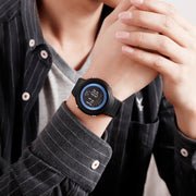 SKMEI 1497 Fashion Simple Backlight Single Display Electronic Watch Timing Alarm Watch(Blue White)