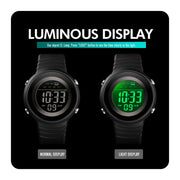 SKMEI 1497 Fashion Simple Backlight Single Display Electronic Watch Timing Alarm Watch(Blue Black)