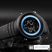 SKMEI 1497 Fashion Simple Backlight Single Display Electronic Watch Timing Alarm Watch(Blue Black)
