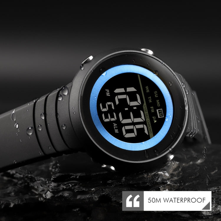 SKMEI 1497 Fashion Simple Backlight Single Display Electronic Watch Timing Alarm Watch(Blue Black)