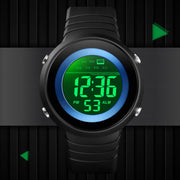 SKMEI 1497 Fashion Simple Backlight Single Display Electronic Watch Timing Alarm Watch(Blue Black)