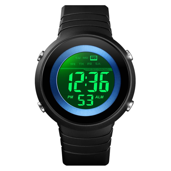 SKMEI 1497 Fashion Simple Backlight Single Display Electronic Watch Timing Alarm Watch(Blue Black)