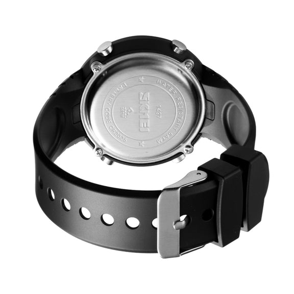 SKMEI 1497 Fashion Simple Backlight Single Display Electronic Watch Timing Alarm Watch(Blue Black)