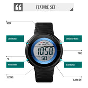 SKMEI 1497 Fashion Simple Backlight Single Display Electronic Watch Timing Alarm Watch(Blue Black)