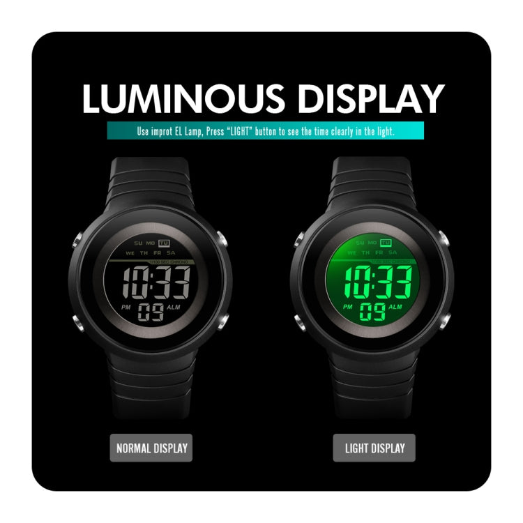 SKMEI 1497 Fashion Simple Backlight Single Display Electronic Watch Timing Alarm Watch(Black  White)