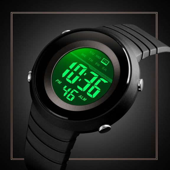 SKMEI 1497 Fashion Simple Backlight Single Display Electronic Watch Timing Alarm Watch(Black  White)