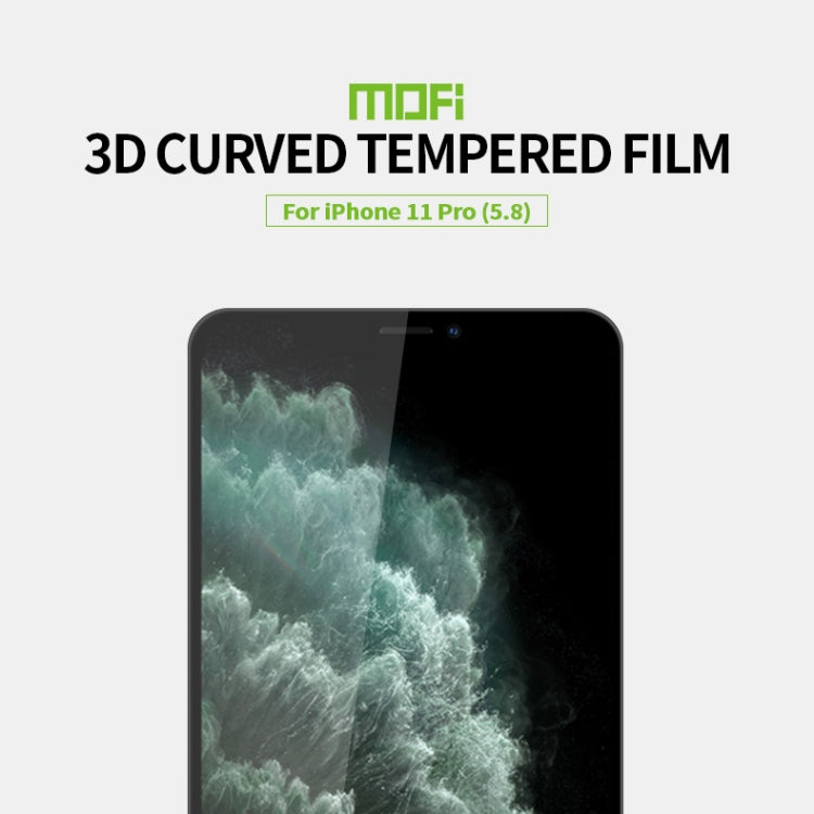 For iPhone 11 Pro MOFI 9H 3D Explosion-proof Curved Screen Tempered Glass Film(Black)