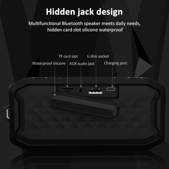 M3 Wireless Bluetooth Speakers Water-resistant Portable Outdoor Loudspeaker Mini Box Speaker Support FM & TF & U Disk(Black)