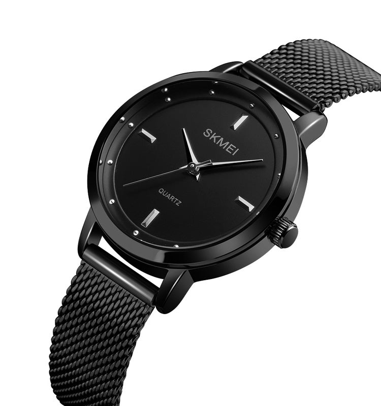 SKMEI 1528 Simple Fashion Lady Watch Casual Netting Scale(Black)