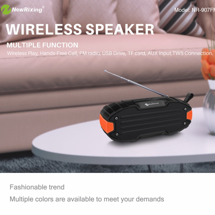 New Rixing NR907 Portable Stereo Surround Soundbar Bluetooth Speaker with Microphone, Support TF Card FM(Orange)