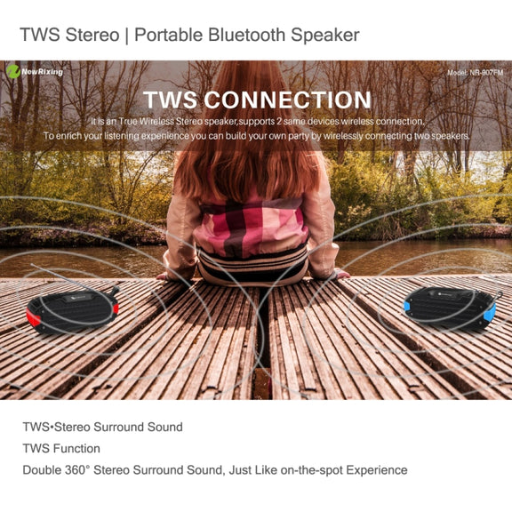 New Rixing NR907 Portable Stereo Surround Soundbar Bluetooth Speaker with Microphone, Support TF Card FM(Orange)