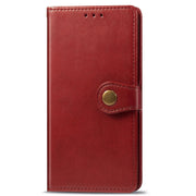 For OPPO A5 2020 / A9 2020 Retro Solid Color Leather Buckle Phone Case with Lanyard & Photo Frame & Card Slot & Wallet & Stand Function(Red)