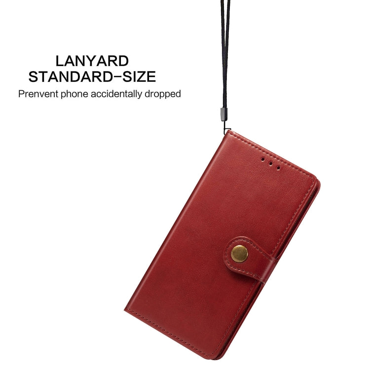 For OPPO A5 2020 / A9 2020 Retro Solid Color Leather Buckle Phone Case with Lanyard & Photo Frame & Card Slot & Wallet & Stand Function(Red)