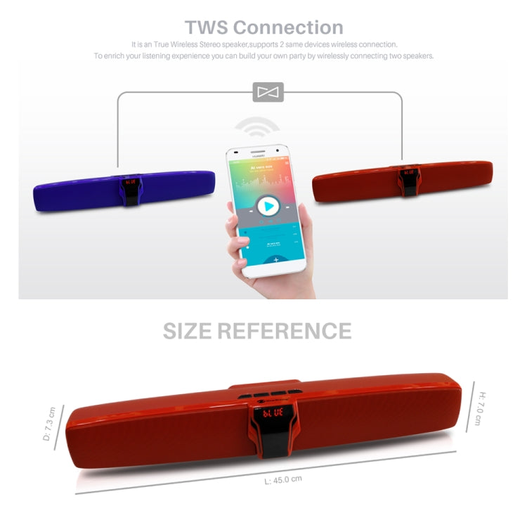 New Rixing NR7017 TWS Portable 10W Stereo Surround Soundbar Bluetooth Speaker with Microphone(Blue)