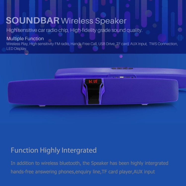 New Rixing NR7017 TWS Portable 10W Stereo Surround Soundbar Bluetooth Speaker with Microphone(Blue)