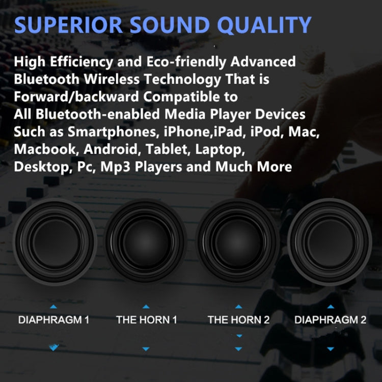Newrixing NR-5017 LED Bluetooth Portable Speaker TWS Connection Loudspeaker Sound System 10W Stereo Surround Speaker(Black)