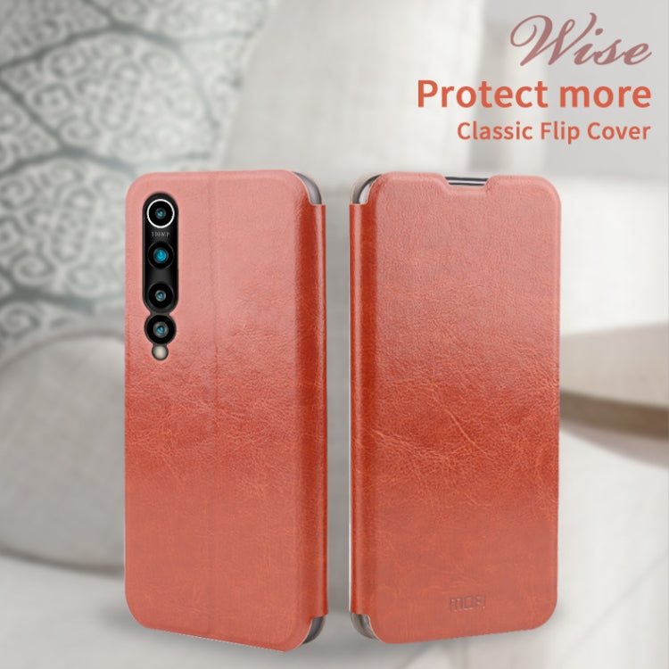 For Xiaomi Mi 10 MOFI Rui Series Classical Leather Embedded Steel Plate All-inclusive Horizontal Flip PU Leather Case(Red)