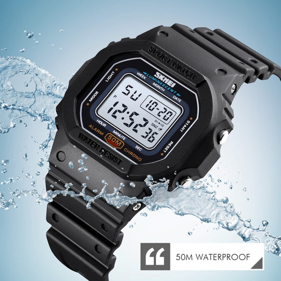 Skmei 1608 Multi-Function Student Electronic Watch Water-resistant Timing Silicone Sports Watch(Blue)