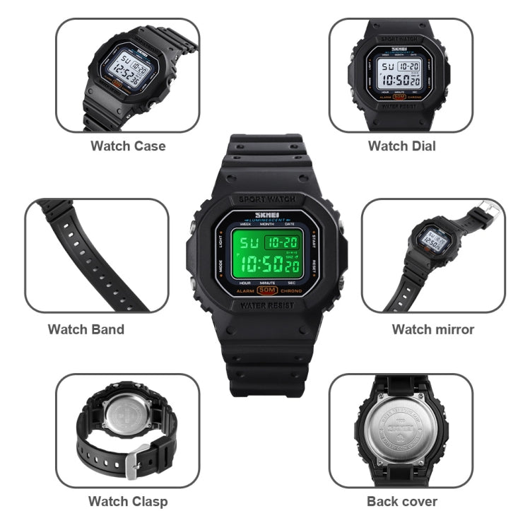 Skmei 1608 Multi-Function Student Electronic Watch Water-resistant Timing Silicone Sports Watch(Blue)