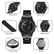 Skmei 9210 Fashion Trend Mens Business Wristwatch Simple Three-Dimensional Surface Water-resistant Gold Quartz Watch Man(Silver Black)