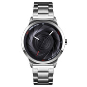 Skmei 9210 Fashion Trend Mens Business Wristwatch Simple Three-Dimensional Surface Water-resistant Gold Quartz Watch Man(Silver Black)