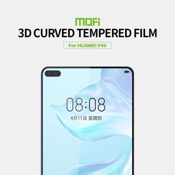 For Huawei P40 MOFI 9H 3D Explosion-proof Curved Screen Tempered Glass Film(Black)