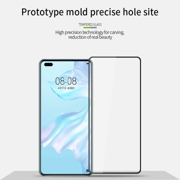 For Huawei P40 MOFI 9H 3D Explosion-proof Curved Screen Tempered Glass Film(Black)