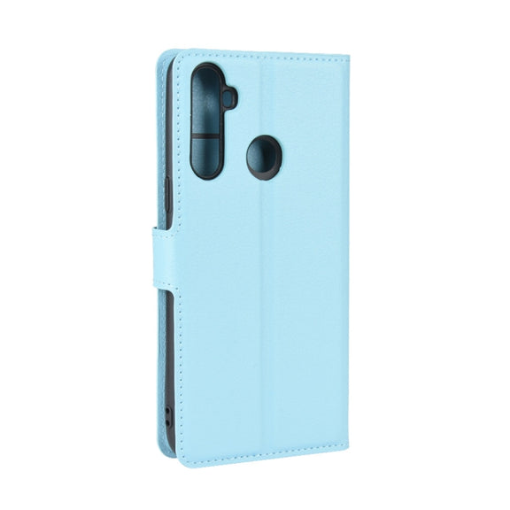 For OPPO Realme C3 (3 Cameras) Litchi Texture Horizontal Flip Protective Case with Holder & Card Slots & Wallet(Blue)