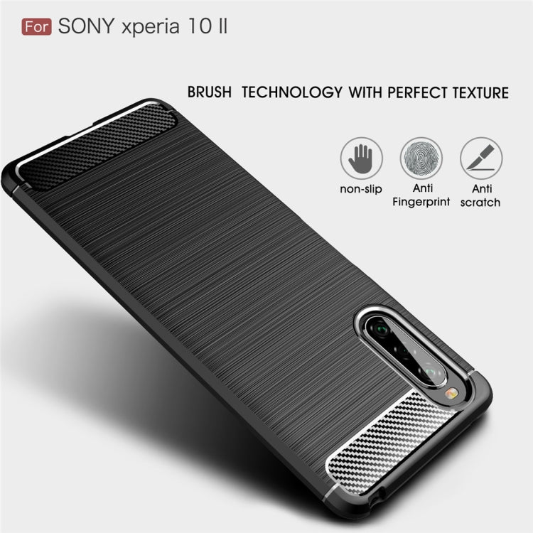 For Sony Xperia 10 II Brushed Texture Carbon Fiber TPU Case(Black)