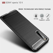 For Sony Xperia 10 II Brushed Texture Carbon Fiber TPU Case(Black)