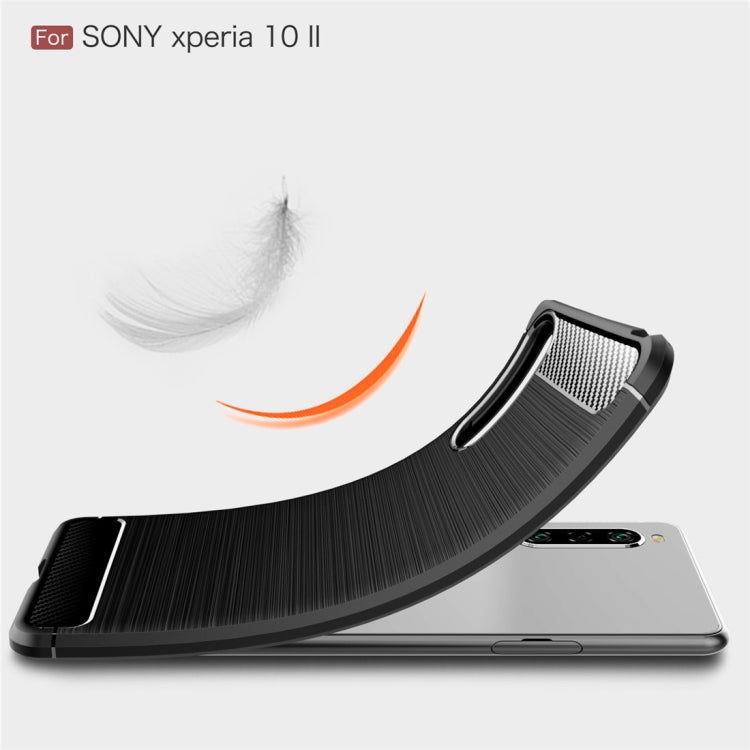 For Sony Xperia 10 II Brushed Texture Carbon Fiber TPU Case(Black)