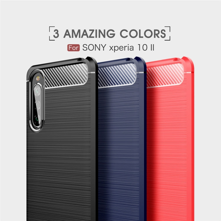 For Sony Xperia 10 II Brushed Texture Carbon Fiber TPU Case(Black)