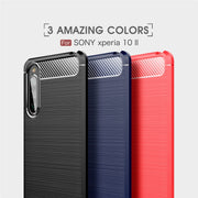 For Sony Xperia 10 II Brushed Texture Carbon Fiber TPU Case(Black)