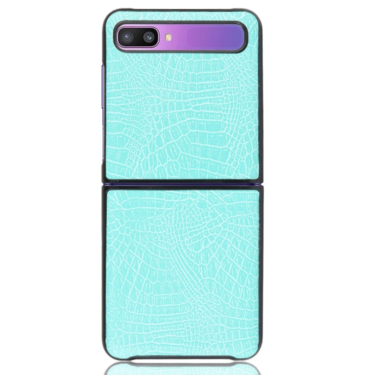 For Galaxy Z Flip Shockproof Crocodile Texture PC + PU Case(Light green)
