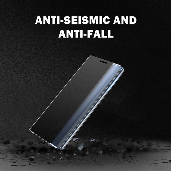 For Galaxy S20 Plus Side Display Magnetic Horizontal Flip Plain Texture Cloth + PC Case with Holder & Sleep / Wake-up Function(Black)