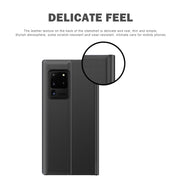 For Galaxy S20 Plus Side Display Magnetic Horizontal Flip Plain Texture Cloth + PC Case with Holder & Sleep / Wake-up Function(Black)