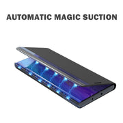 For Galaxy S20 Plus Side Display Magnetic Horizontal Flip Plain Texture Cloth + PC Case with Holder & Sleep / Wake-up Function(Black)