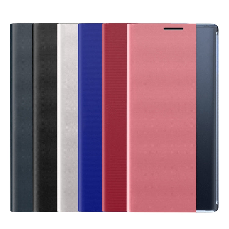 For Galaxy S20 Plus Side Display Magnetic Horizontal Flip Plain Texture Cloth + PC Case with Holder & Sleep / Wake-up Function(Black)
