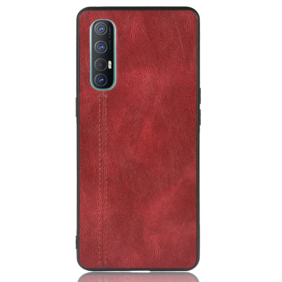 For Oppo Find X2 Neo Shockproof Sewing Cow Pattern Skin PC + PU + TPU Case(Red)