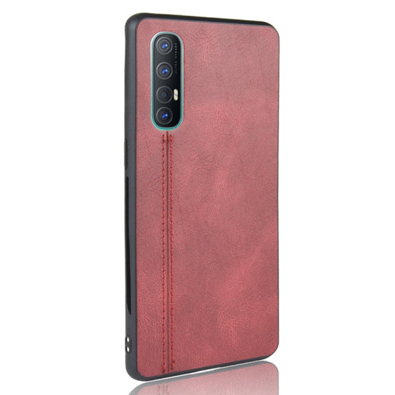 For Oppo Find X2 Neo Shockproof Sewing Cow Pattern Skin PC + PU + TPU Case(Red)