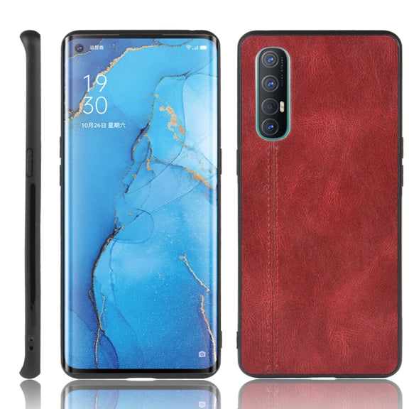 For Oppo Find X2 Neo Shockproof Sewing Cow Pattern Skin PC + PU + TPU Case(Red)