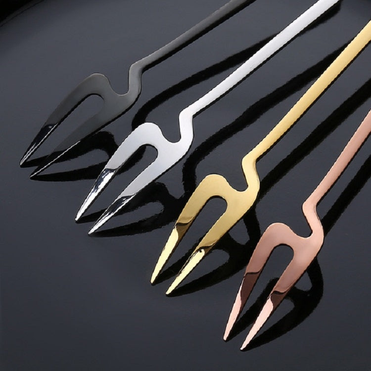 Stainless Steel V-shaped Wall Hanging Design Simple Coffee Spoon Fork Creative Long Handle Stirring Tableware, Style:Fork, Color:Gold
