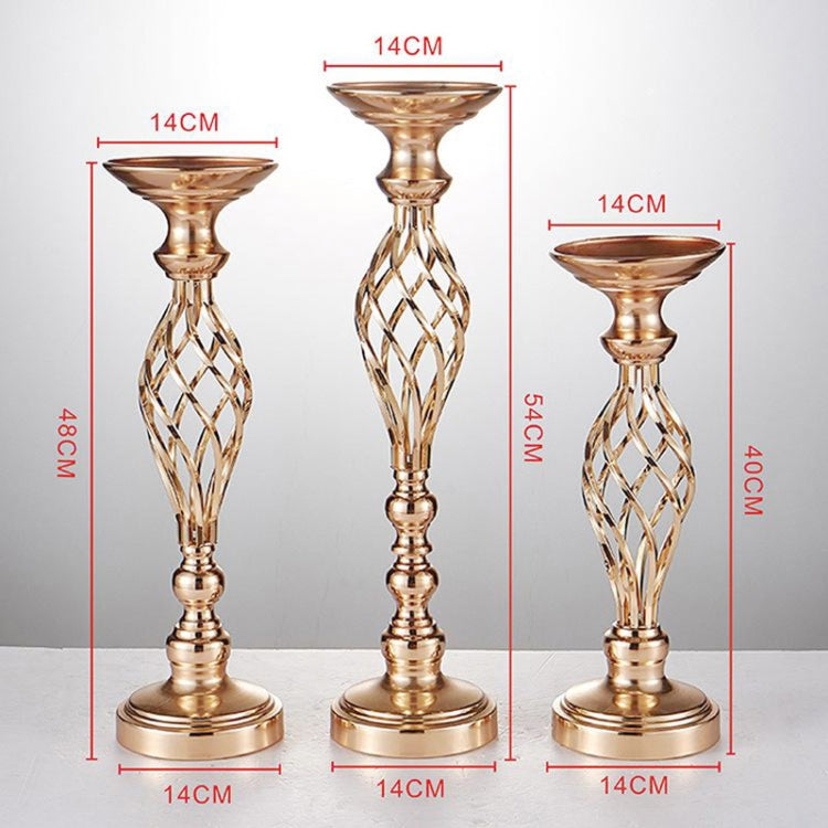 Gold Plated Wrought Iron Candlestick Window Wedding Props Decoration, Size:48cm